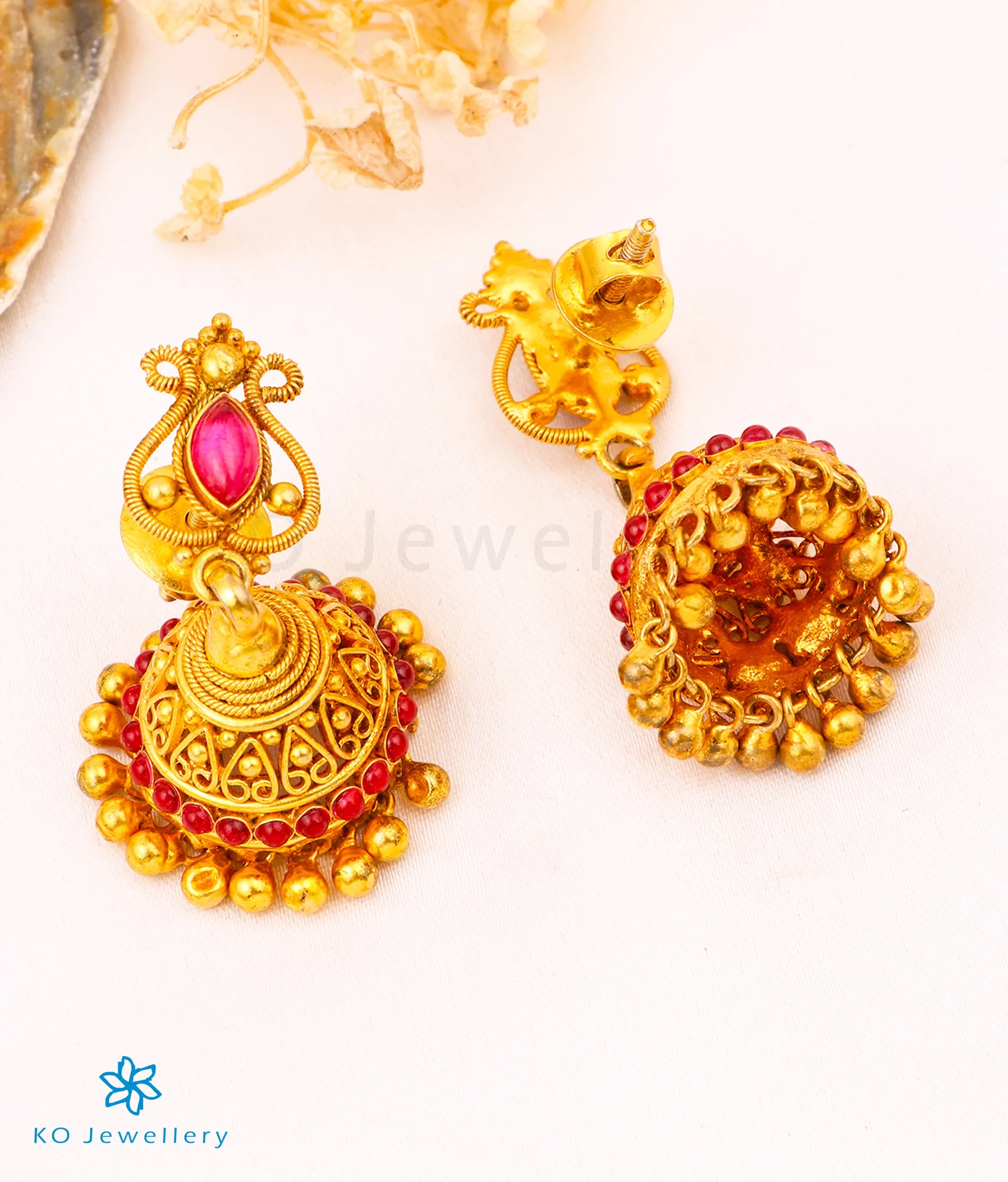 The Kaashvi Silver Kempu Jhumka