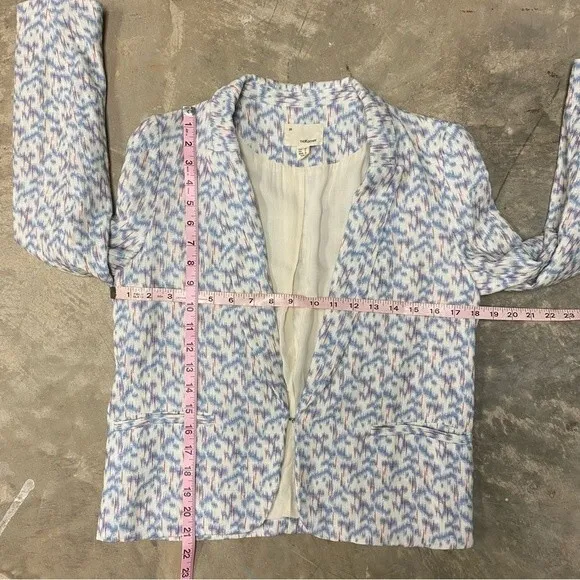 The Korner Single Breasted Long Sleeve Blue Cream Red Geometric Print Blazer Sm