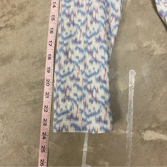 The Korner Single Breasted Long Sleeve Blue Cream Red Geometric Print Blazer Sm