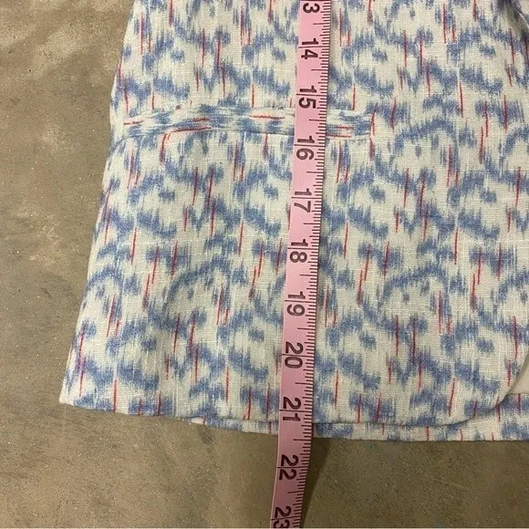 The Korner Single Breasted Long Sleeve Blue Cream Red Geometric Print Blazer Sm