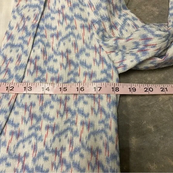 The Korner Single Breasted Long Sleeve Blue Cream Red Geometric Print Blazer Sm