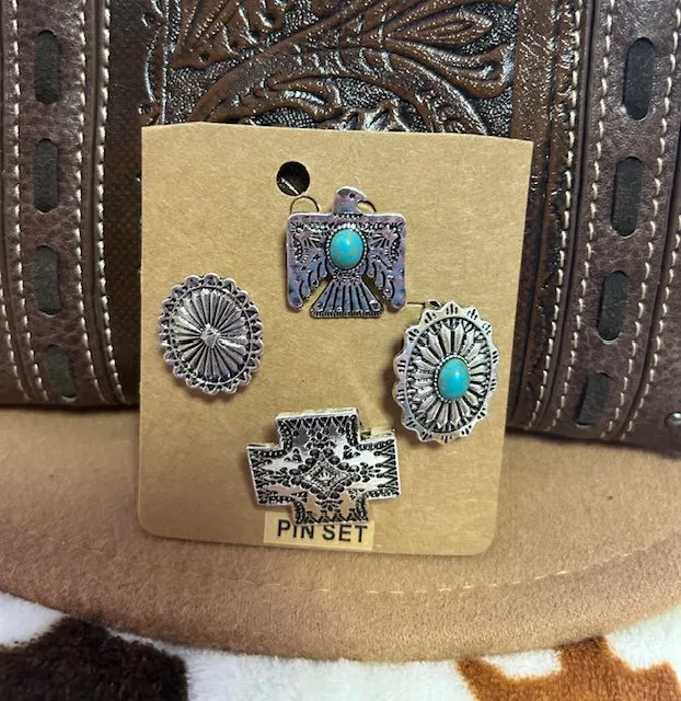 Thunderbird Concho Cross Hat Pins