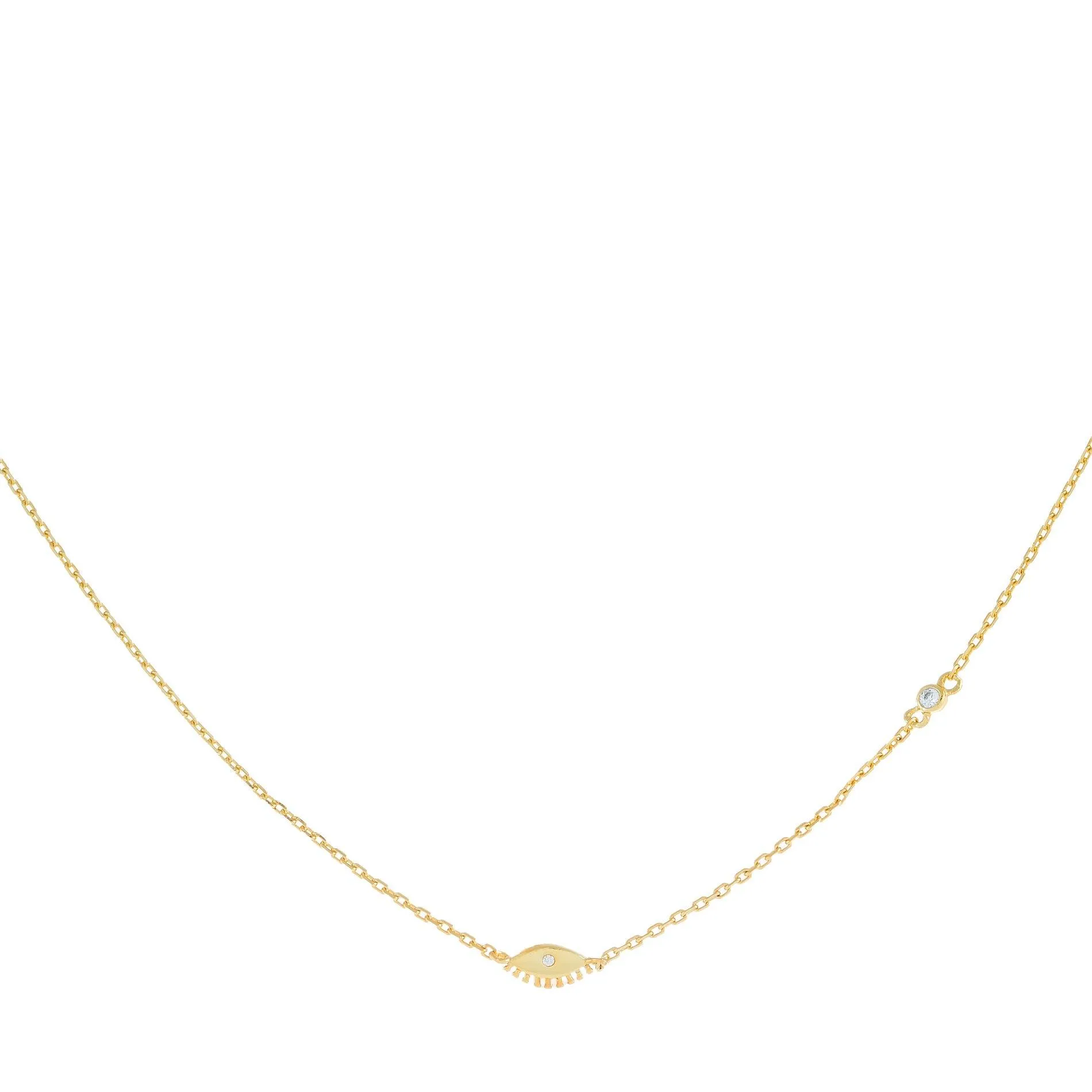 Tiny CZ Evil Eyelash Necklace