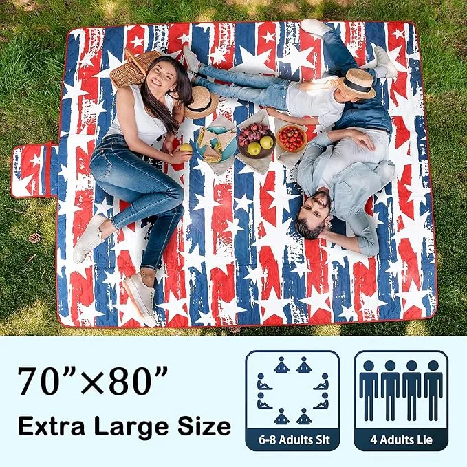 Tirrinia Extra Large Outdoor Waterproof Picnic Blanket, Sandproof & Waterproof Blanket for Beach, Park, Camping or Travel