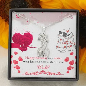 To the best sister-Giraffe Birthday Necklace for Sister, From Sister