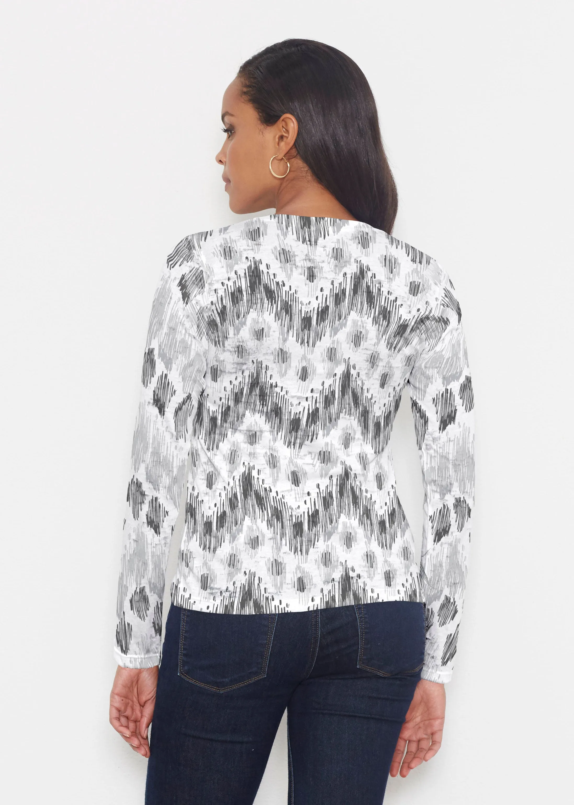 Tonal Waves Black (7834) ~ Signature Long Sleeve Crew Shirt