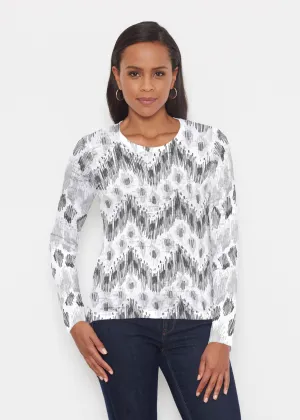 Tonal Waves Black (7834) ~ Signature Long Sleeve Crew Shirt
