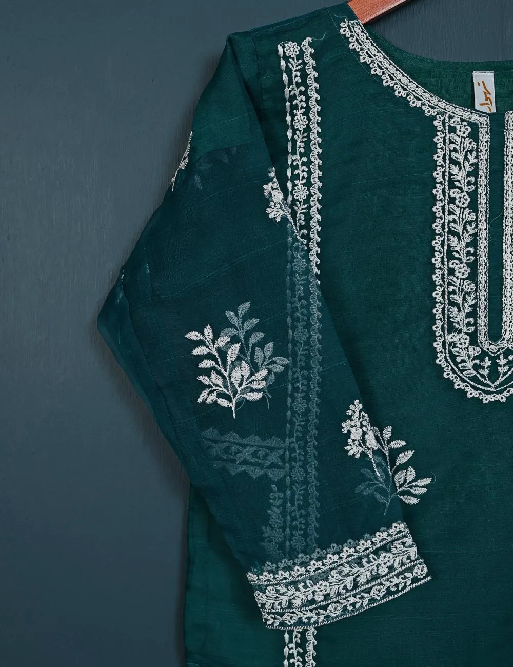 TS-142-Turquoise - Insignia - Organza Embroidered Kurti