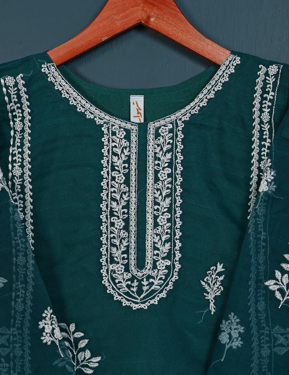 TS-142-Turquoise - Insignia - Organza Embroidered Kurti