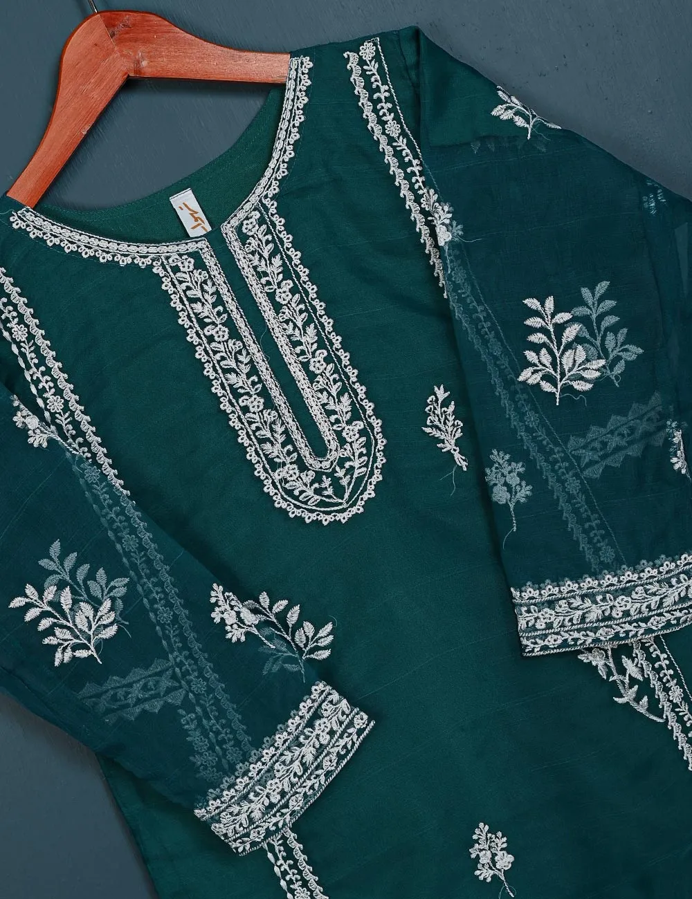 TS-142-Turquoise - Insignia - Organza Embroidered Kurti