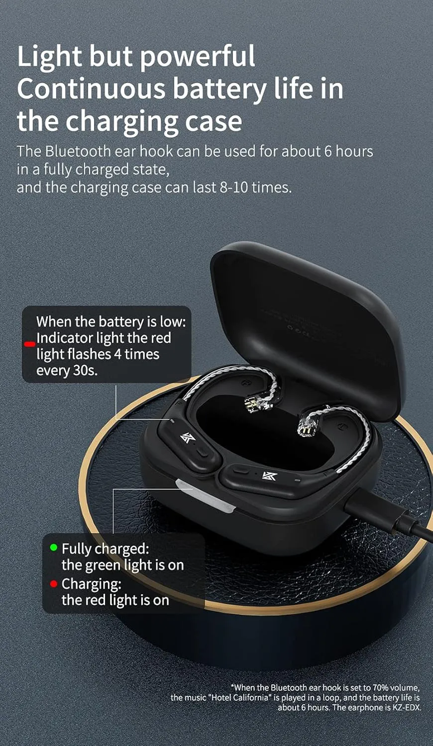 TWS   Earbuds Hook 2Pin Connector with Mic Support/30 Hours Playback,Kz-Az09 HD Bluetooth5.2 Ear Hook Compatible with 0.75/0.78Mm Pin Earphones/Headphones/Headsets for Sports (B Pin)
