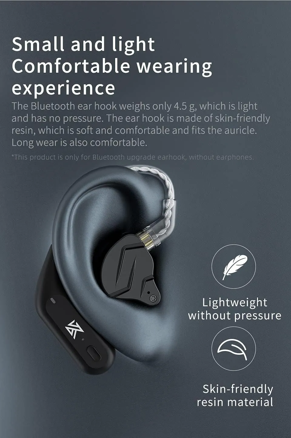 TWS   Earbuds Hook 2Pin Connector with Mic Support/30 Hours Playback,Kz-Az09 HD Bluetooth5.2 Ear Hook Compatible with 0.75/0.78Mm Pin Earphones/Headphones/Headsets for Sports (B Pin)