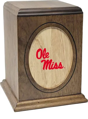 University of Mississippi Ole Miss Rebels Wooden Memorial Cremation Urn - WDOLM100