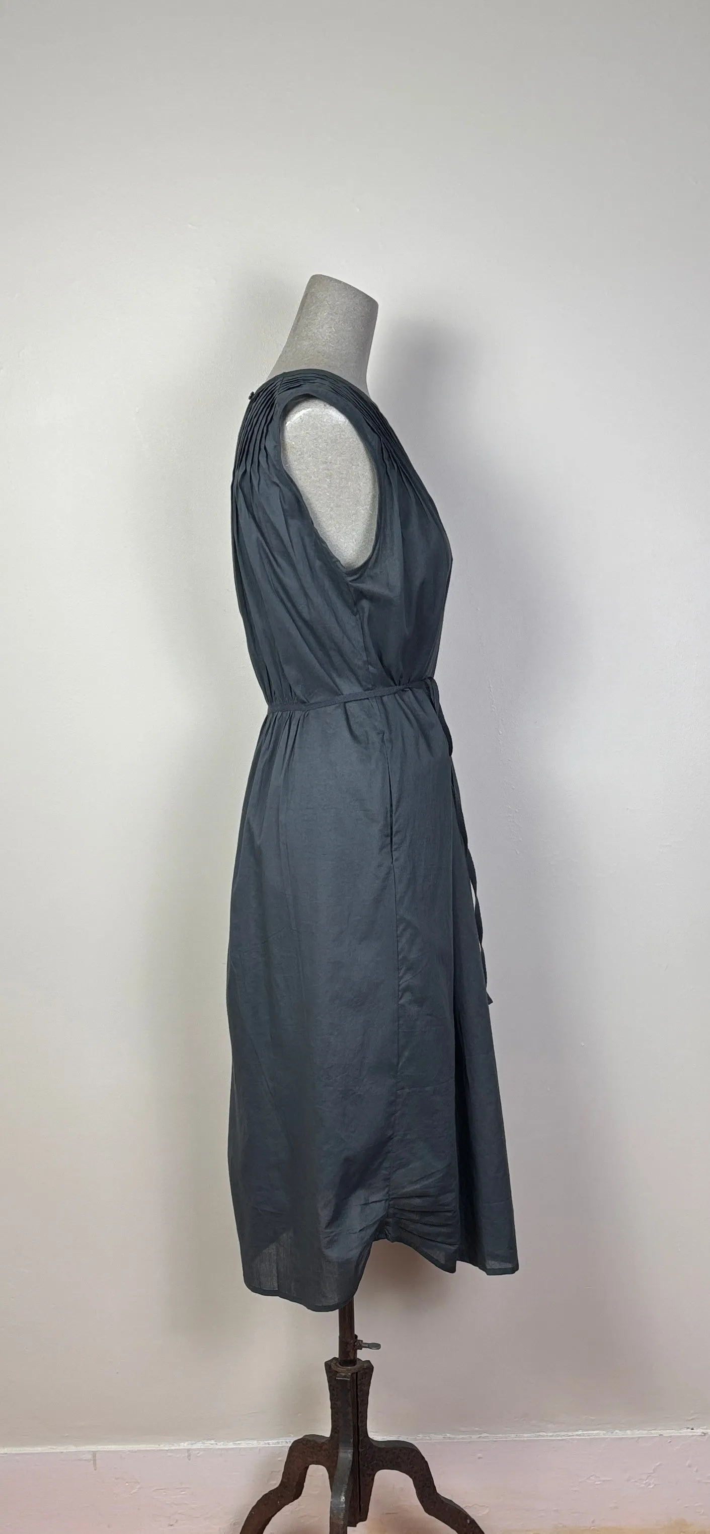 UQNATU  ~  Pintuck Dress - Black Forest Voile