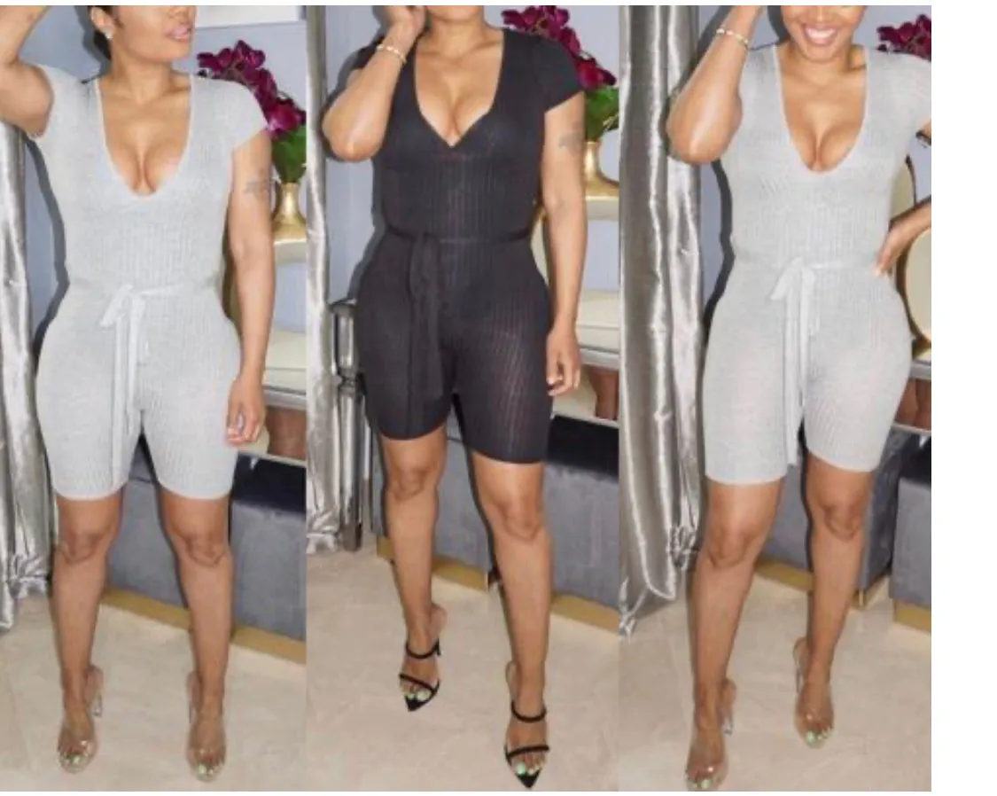 V-Neck Romper with Belt‼️ PLUS SIZES Available ‼️Super Stretchy