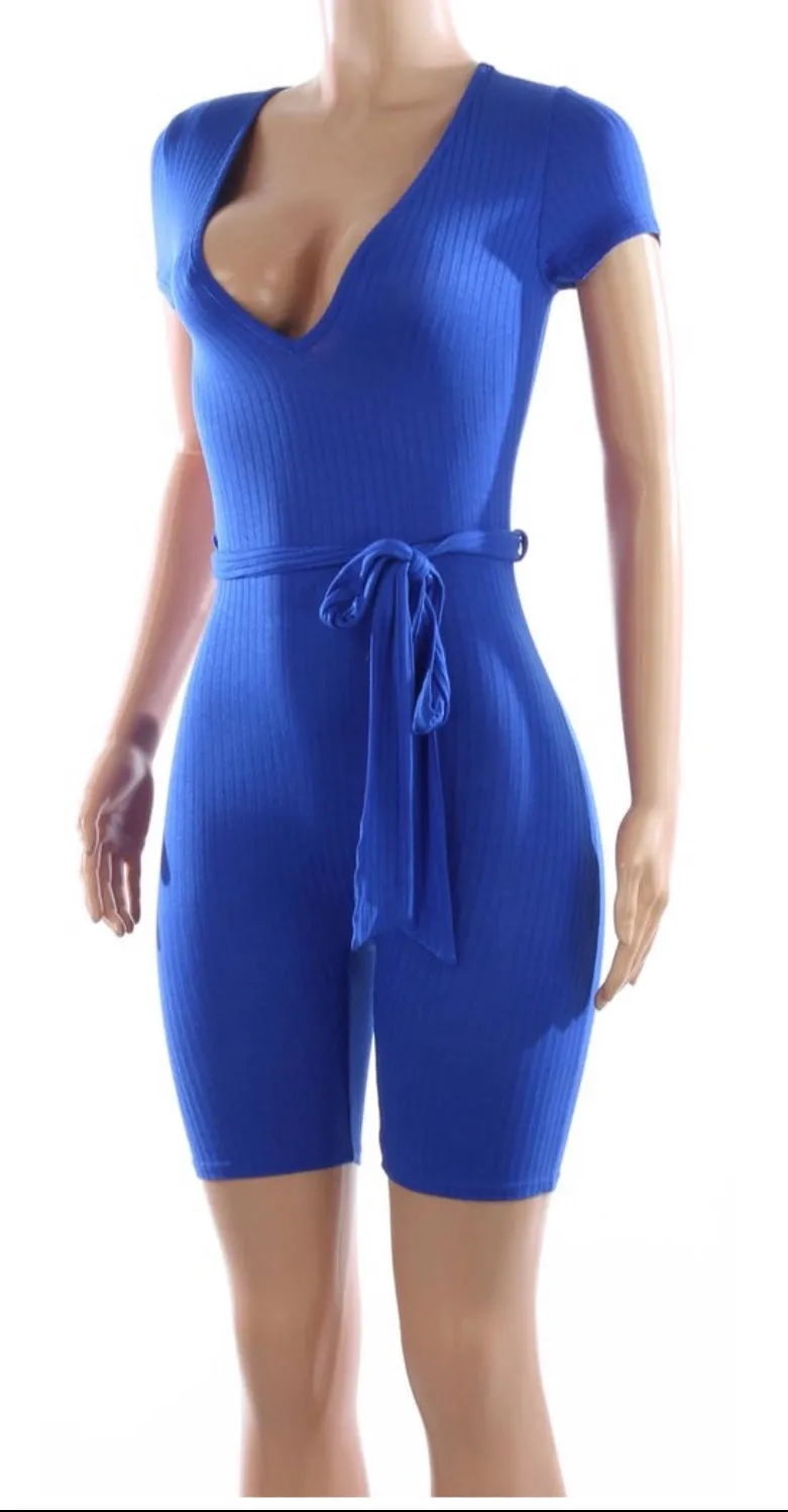 V-Neck Romper with Belt‼️ PLUS SIZES Available ‼️Super Stretchy