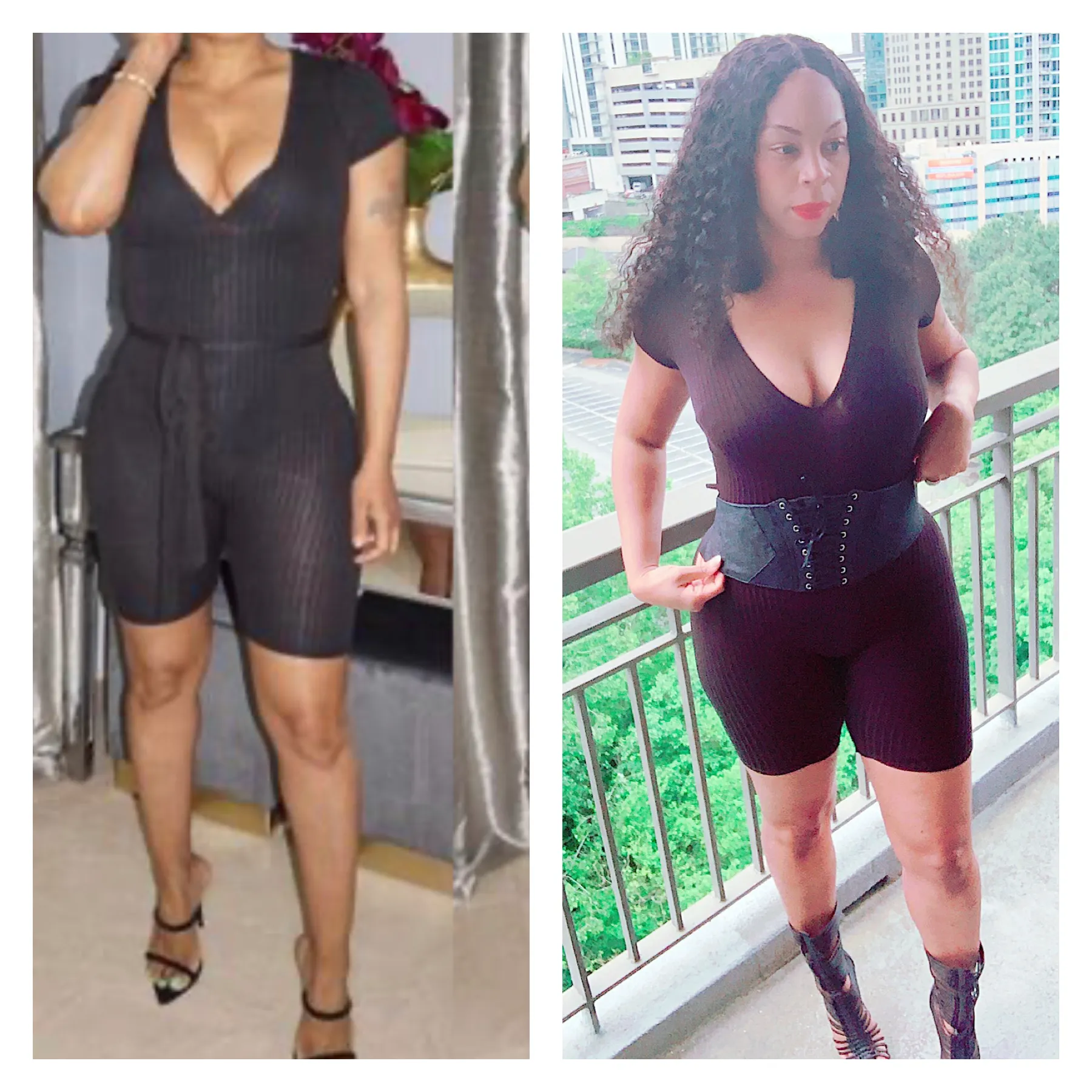 V-Neck Romper with Belt‼️ PLUS SIZES Available ‼️Super Stretchy