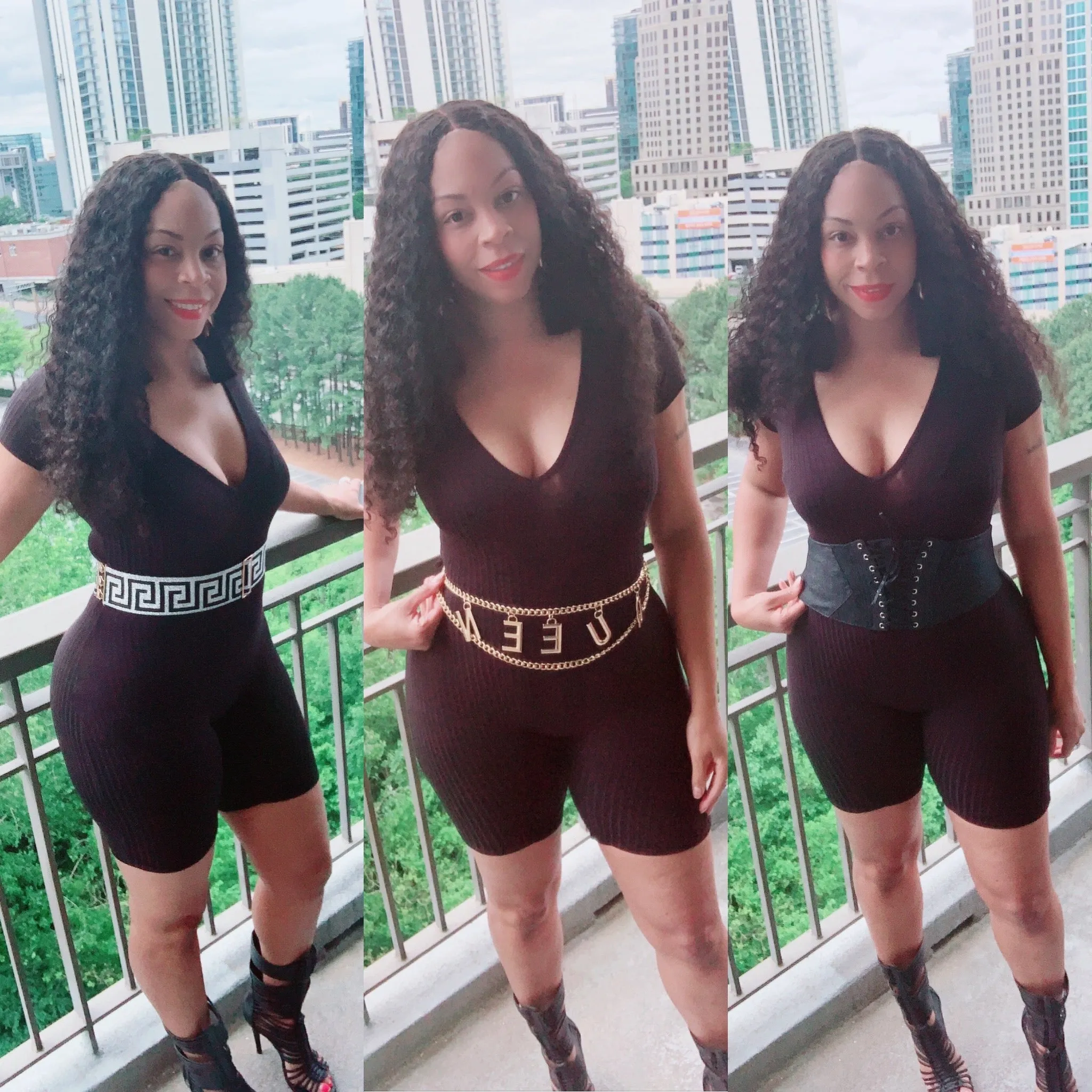 V-Neck Romper with Belt‼️ PLUS SIZES Available ‼️Super Stretchy