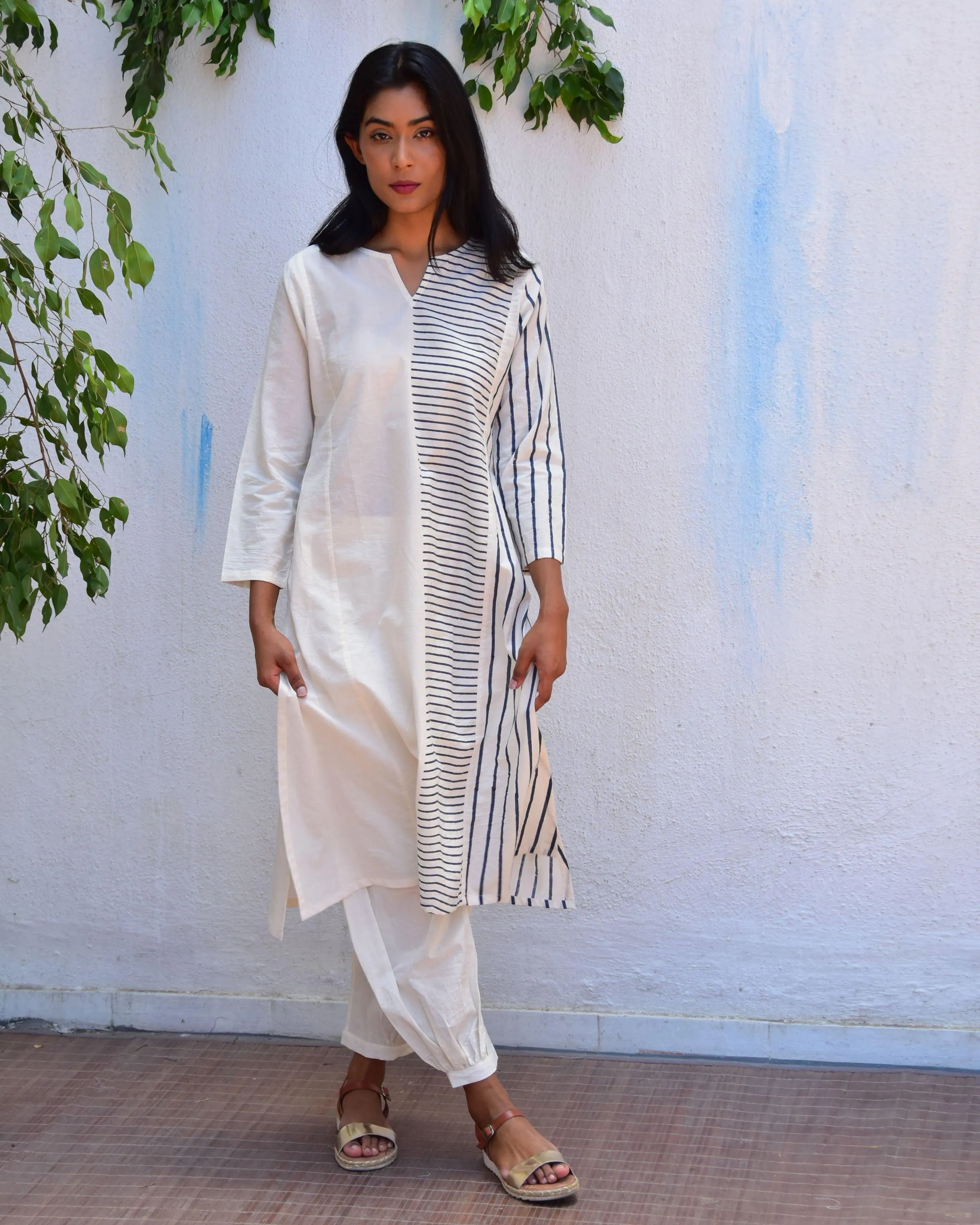 Vanilla Sky Handblockprinted Cotton Kurta Set - Vnmn