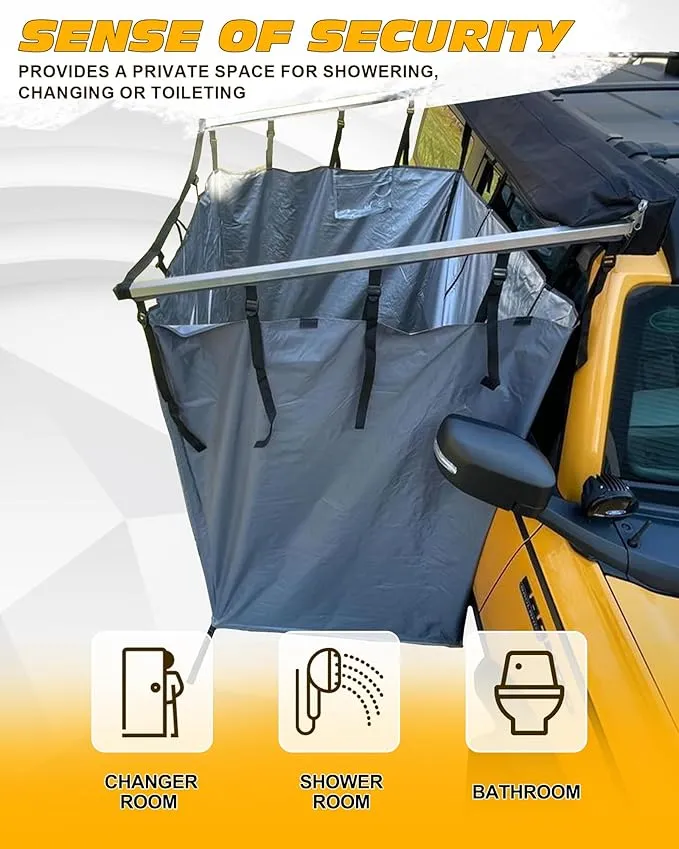 Vehicle Awning Shower Room with Roof Waterproof Carside Camping Shower Tent Overland for SUV Truck