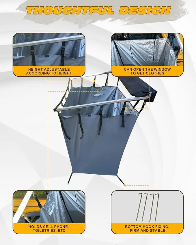 Vehicle Awning Shower Room with Roof Waterproof Carside Camping Shower Tent Overland for SUV Truck