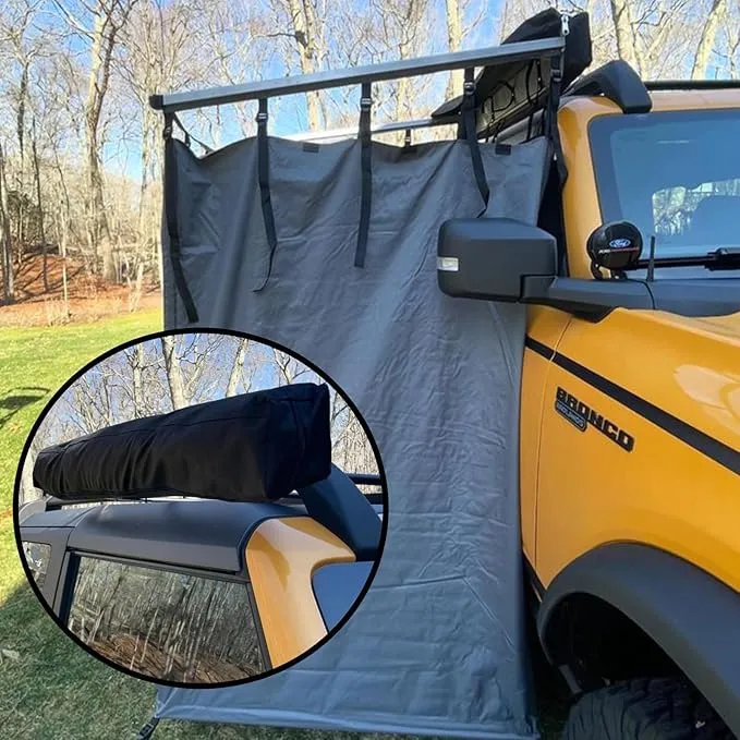 Vehicle Awning Shower Room with Roof Waterproof Carside Camping Shower Tent Overland for SUV Truck