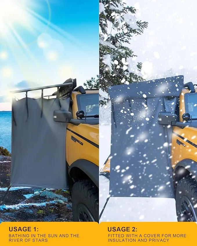 Vehicle Awning Shower Room with Roof Waterproof Carside Camping Shower Tent Overland for SUV Truck