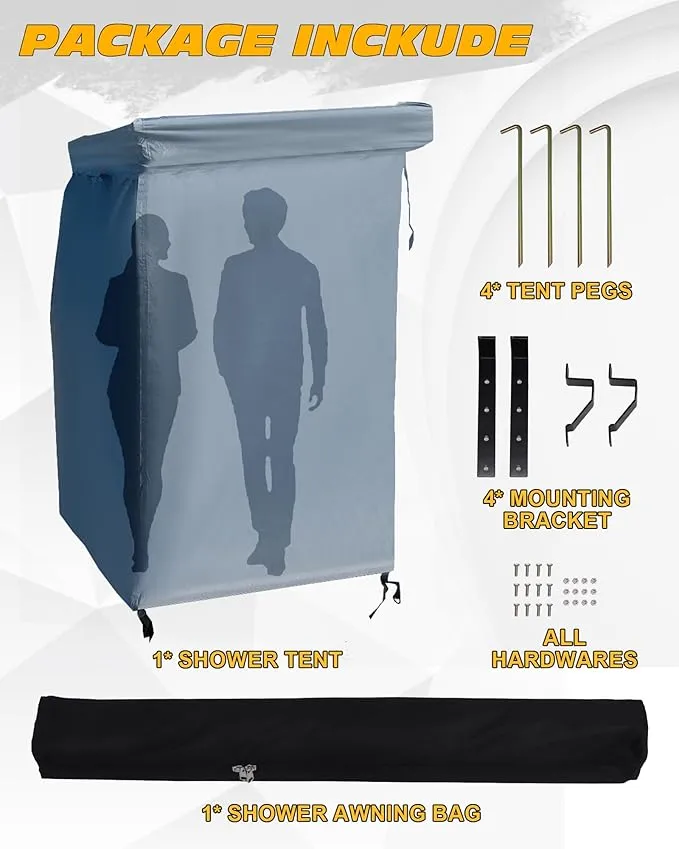 Vehicle Awning Shower Room with Roof Waterproof Carside Camping Shower Tent Overland for SUV Truck