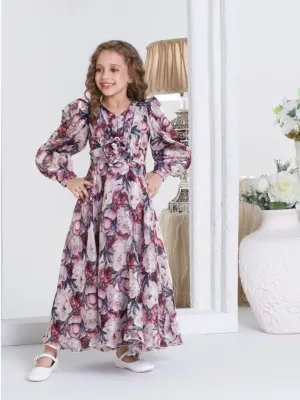 Vibrant Multi-Color Rose Gown for Girls