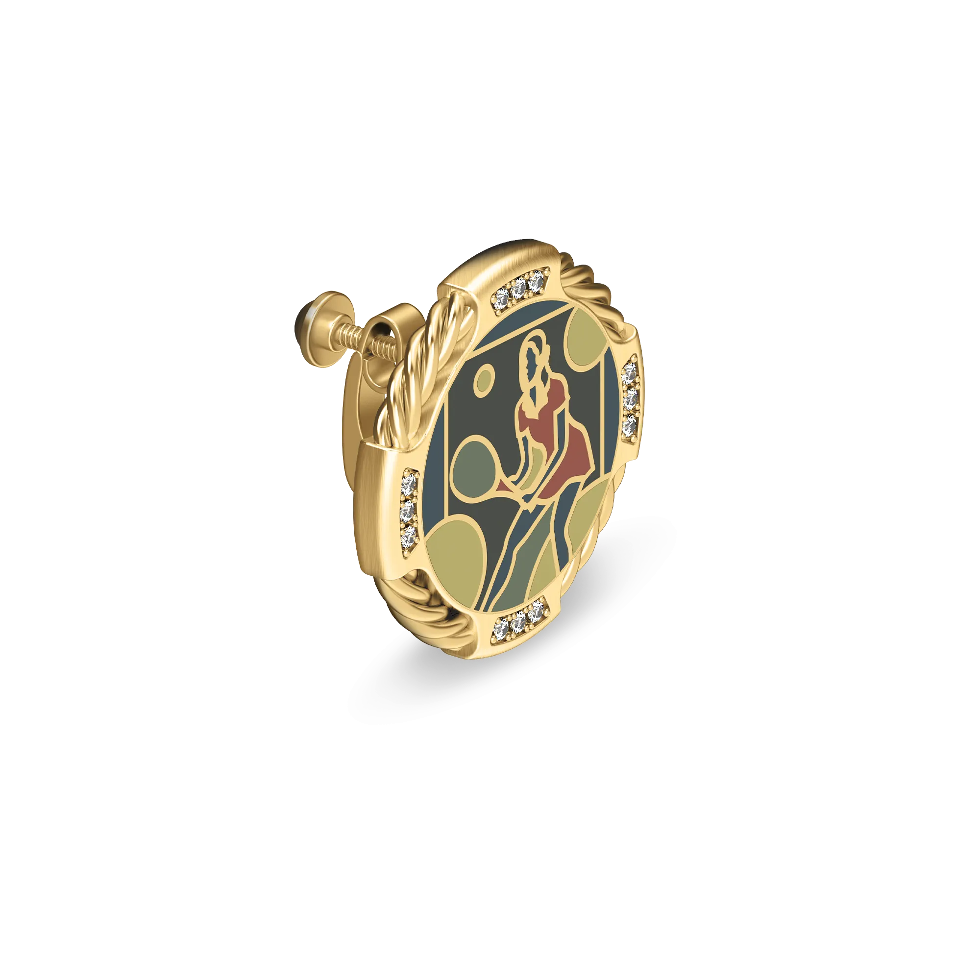 'Victory Emblem' Tennis Diamond Clip Earrings