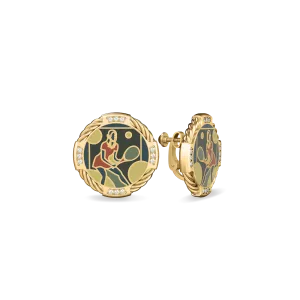 'Victory Emblem' Tennis Diamond Clip Earrings
