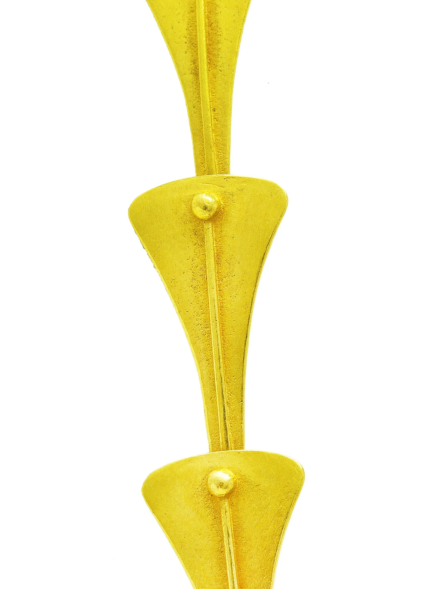 Vintage 1960's Modernist Emerald 18 Karat Yellow Gold Biomorphic Pendant Necklace