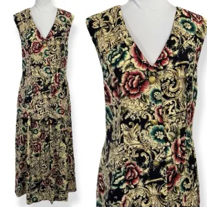 Vintage 90s Floral Vest Top Maxi Skirt Set Size XL Whimsigoth Witch Grunge Fair