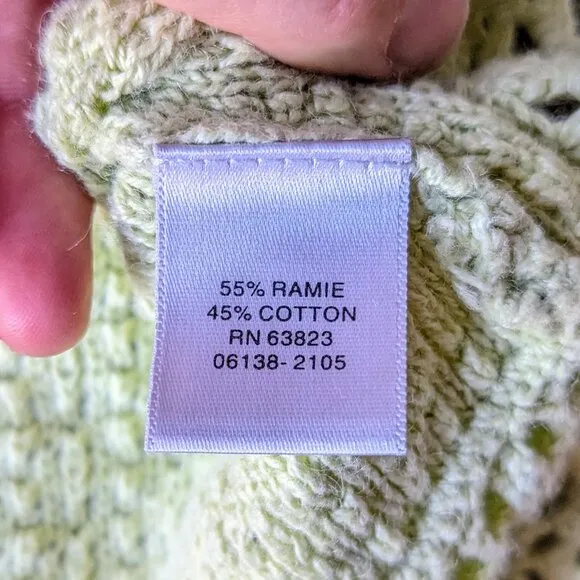 Vintage Christopher &amp; Banks Pastel Green Crochet Knit Cardigan Sweater small
