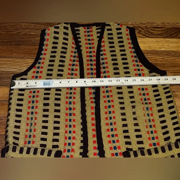 Vintage Churchill handwoven vest tan brown fringe neutrals western native earthy