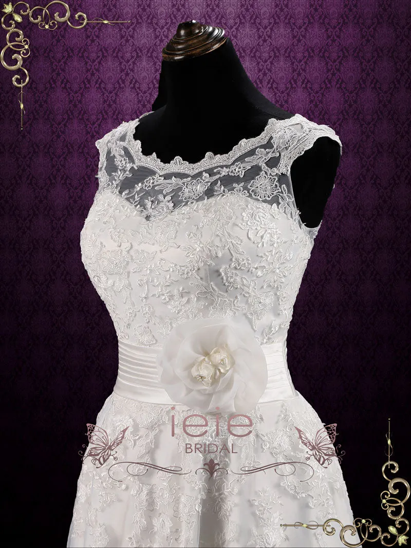 Vintage Inspired Ankle Length Lace Wedding Dress | Clarin