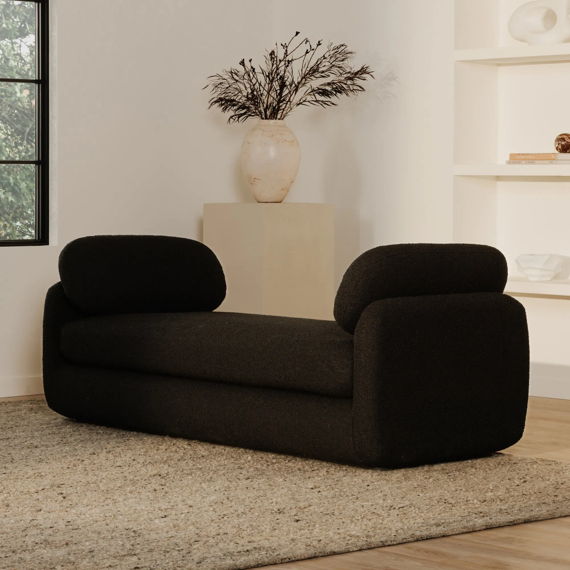 Vintage-Inspired Bouclé Curve Daybed
