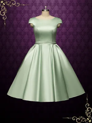 Vintage Inspired Green Tea Length Wedding Dress BETTY