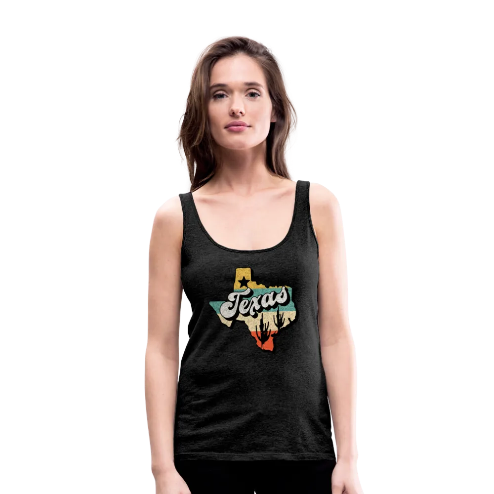 Vintage Texan Chic: Women's Premium Cotton Tank Top with Retro Texas Logo