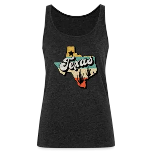 Vintage Texan Chic: Women's Premium Cotton Tank Top with Retro Texas Logo