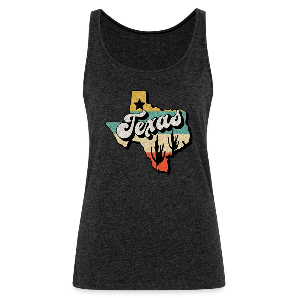 Vintage Texan Chic: Women's Premium Cotton Tank Top with Retro Texas Logo