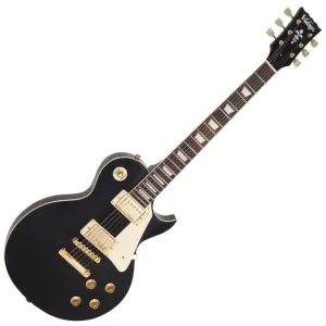 Vintage V100 Reissued Electric Guitar ~ Gloss Black/Gold