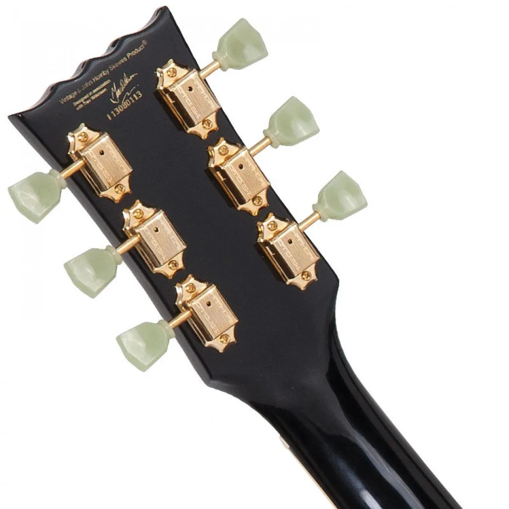 Vintage V100 Reissued Electric Guitar ~ Gloss Black/Gold
