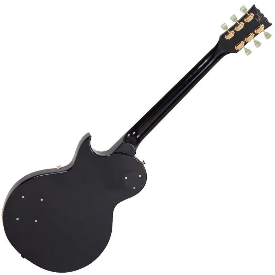 Vintage V100 Reissued Electric Guitar ~ Gloss Black/Gold