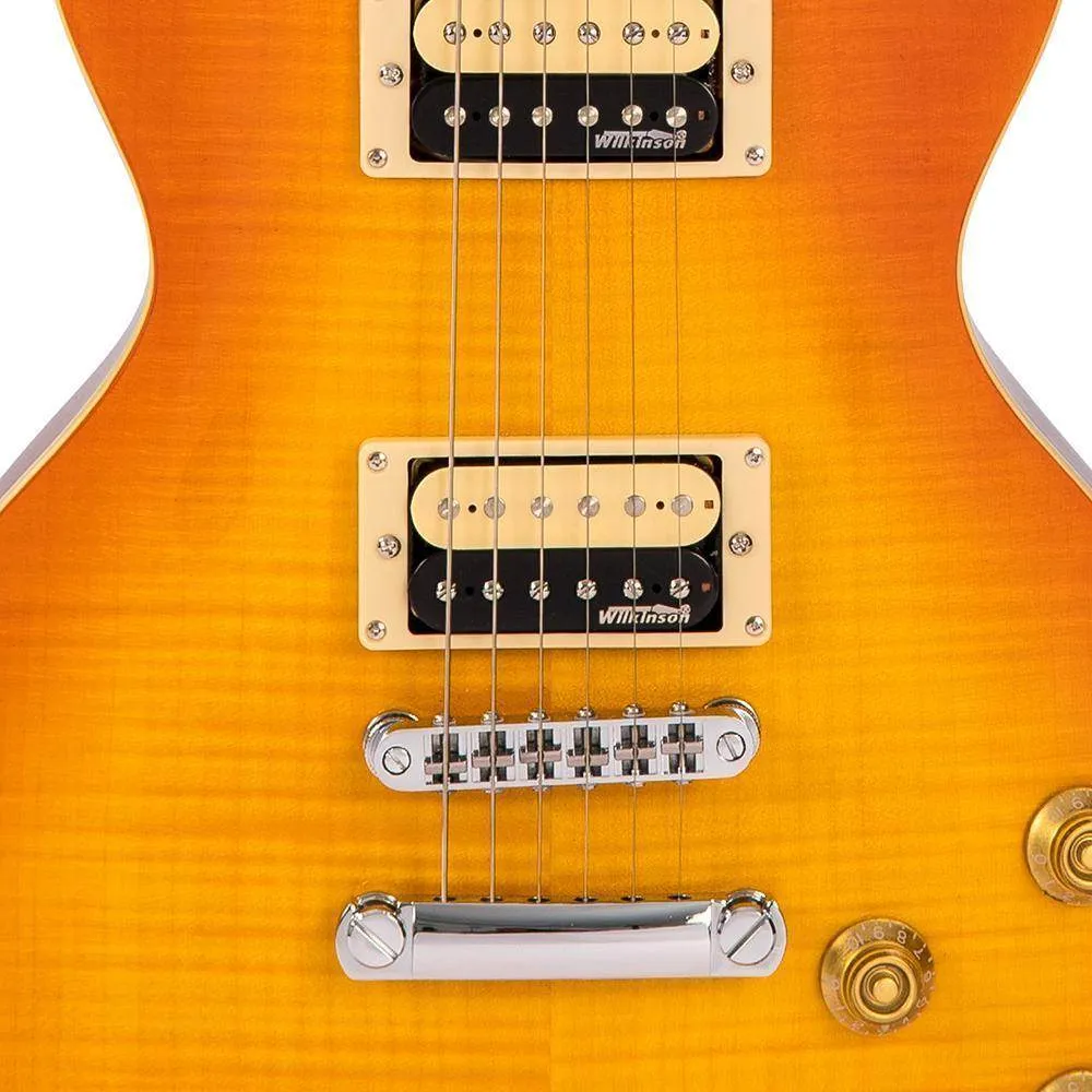 Vintage V100T ReIssued Electric Guitar ~ Flamed Thru Honeyburst