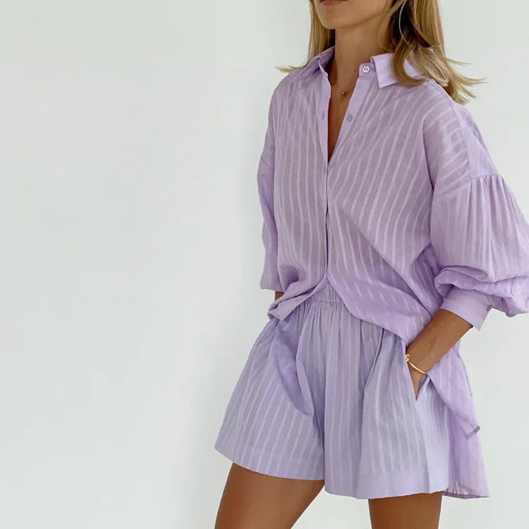 Viola™ - Effortlessly Chic Button-Up & Shorts Combo