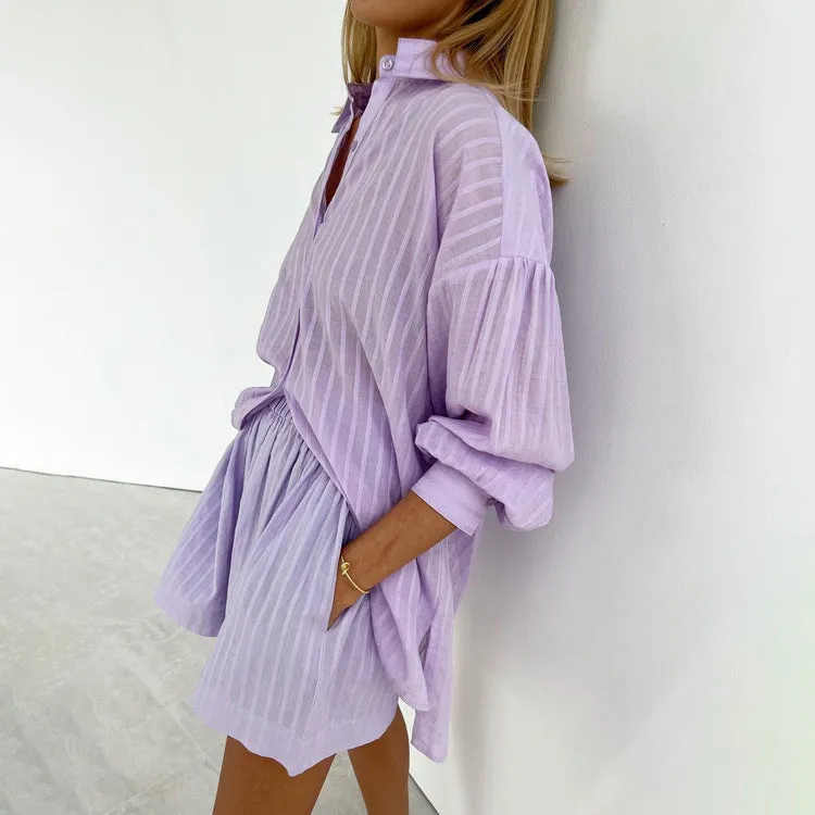 Viola™ - Effortlessly Chic Button-Up & Shorts Combo