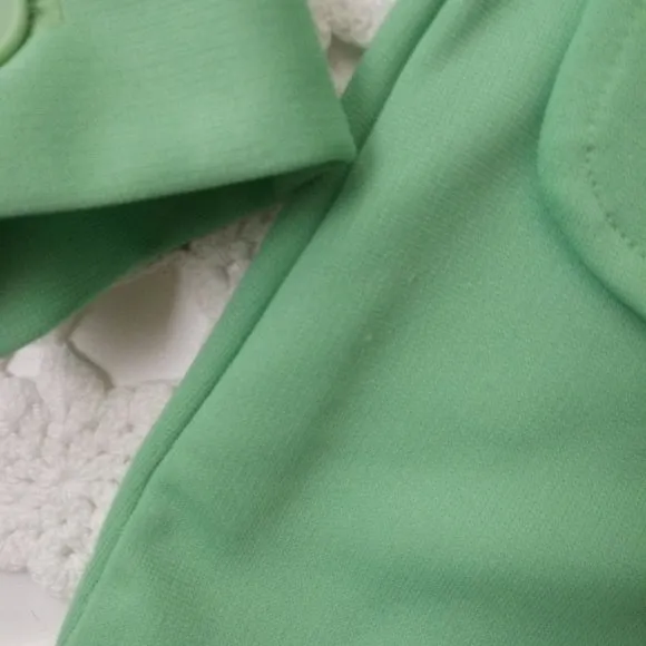 Vtg 70s JCPenney Jacket Shacket Green Western Beaded Floral Stitch Large Women