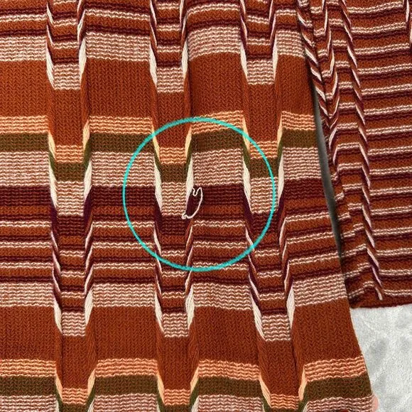 Vtg 70s Knit Turtleneck Sweater Womens S/M Orange Funky Hippie Textured Groovy