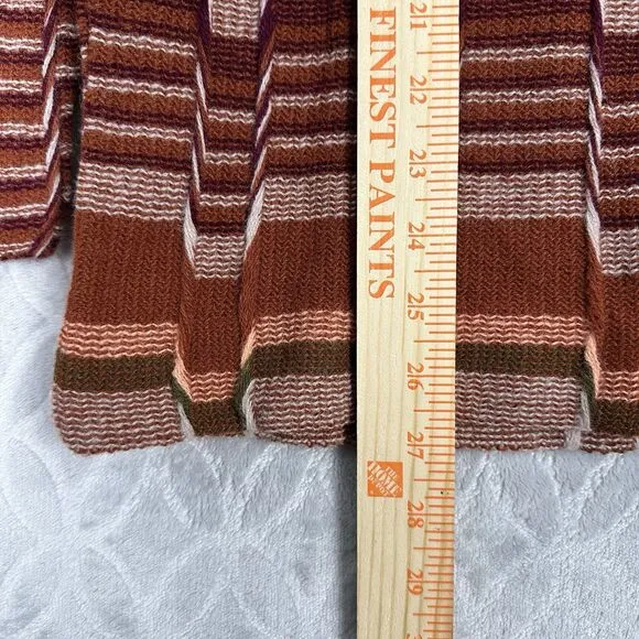 Vtg 70s Knit Turtleneck Sweater Womens S/M Orange Funky Hippie Textured Groovy